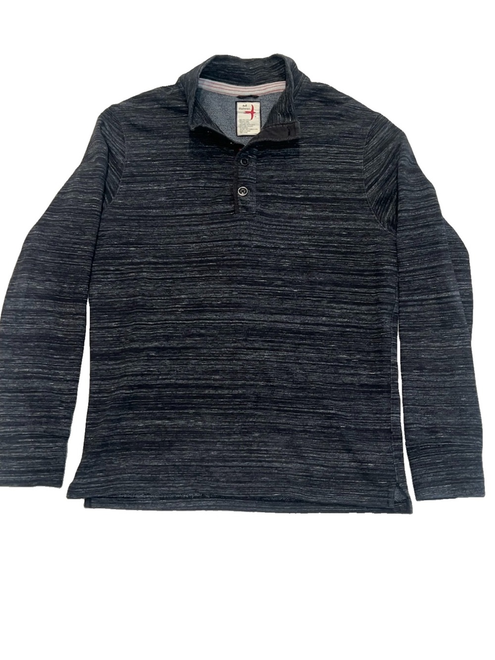 Relwen SweatShirt Loop Back Mock Neck Henley Sweater Black/Gray Medium